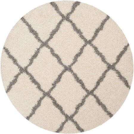 Safavieh 4 x 4 ft. SGD-Dallas Shag Round Area Rug; Ivory & Grey SGDS257F-4R